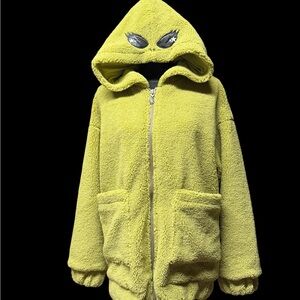 Dolls kill alien Green  Hooded Sherpa jacket